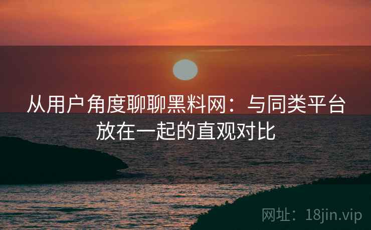 从用户角度聊聊黑料网：与同类平台放在一起的直观对比  第1张